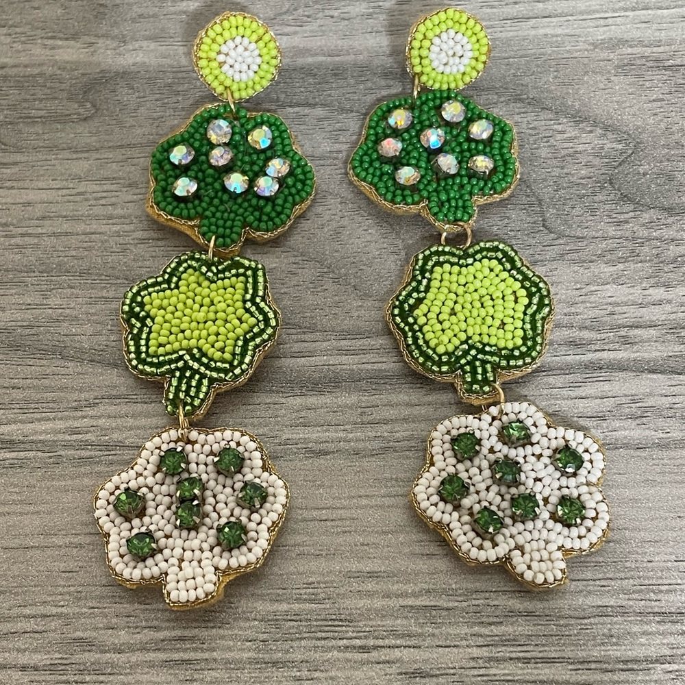 St Patty’s Day Beaded Iridescent Crystal Earrings